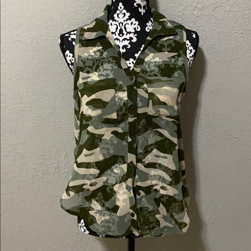 Wet seal sheer camo blouse